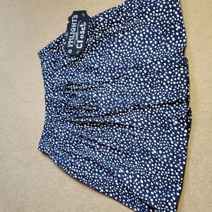 Christopher & Banks 10 Navy Skirt with White Dots A-Line